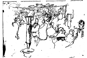 Frühjahr 1970, Ostbahn-Keller Zeichnung 